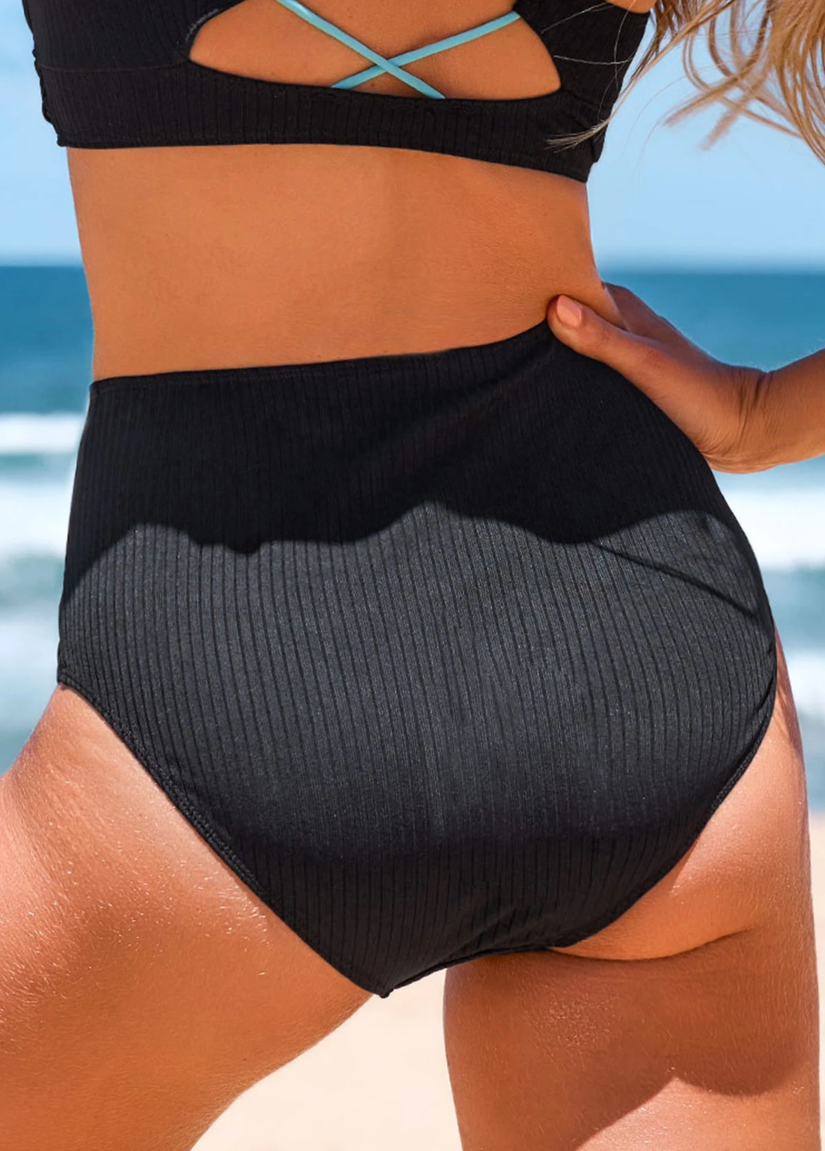 Criss Cross Black Wide Strap Bikini Set 7 Criss Cross Black Wide Strap Bikini Set - Image 5