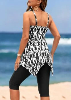 Handkerchief Hem High Waisted Black Tankini Set -AquaLina Store 323775 P 16729199580161