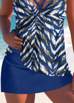 Criss Cross Animal Print Blue Tankini Set -AquaLina Store 324020 P 1673257122712