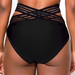 Asymmetry Black Mesh Stitching Bikini Set -AquaLina Store 324184 P 16734266869691