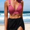 Dark Reddish Purple Cut Out High Waisted Bikini Set 2 Dark Reddish Purple Cut Out High Waisted Bikini Set -AquaLina Store 324306 P 16799190543420