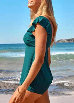 Cut Out High Waisted Turquoise Tankini Set -AquaLina Store 325126 P 16818157357482