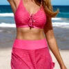 Drawstring Pink Metal Ring Bikini Set -AquaLina Store 326211 P 16770619332030