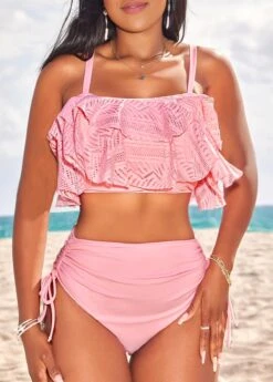 Patchwork High Waisted Light Pink Bikini Set 11 Patchwork High Waisted Light Pink Bikini Set -AquaLina Store 327004 P 16826824244833