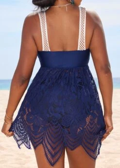 Lace Patckwork Surplice Navy Swimdress Set -AquaLina Store 327025 P 16843233841801