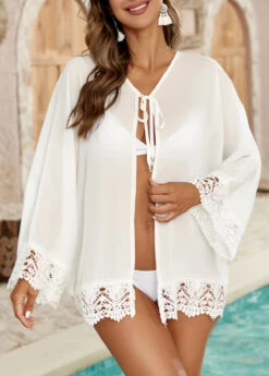 Lace White Tie Front Cover Up -AquaLina Store 327573 P 16856962901752
