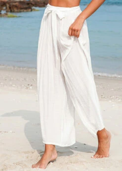 Bowknot White Tie Front Beach Pants -AquaLina Store 328408 P 16798827453504
