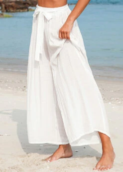 Bowknot White Tie Front Beach Pants -AquaLina Store 328408 P 16798827456452