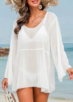 White Long Sleeve Lightweight Cover Up