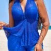 Lace High Waisted Royal Blue Tankini Set -AquaLina Store 328611 P 16808633418690