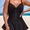 Circular Ring Ruched Black Swimdress Set -AquaLina Store 328627 P 16800795845100