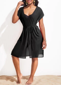 Breathable Red Tie Side Cover Up