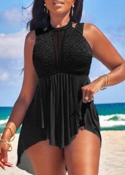 Lace High Waisted Black Swimdress And Panty -AquaLina Store 328892 P 16783592757093