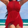 Lace High Waisted Red Swimdress And Panty -AquaLina Store 328893 P 16783591973910