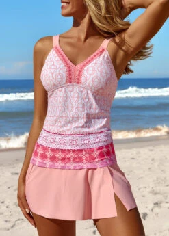 Patchwork Mid Waisted Tribal Print Tankini Set