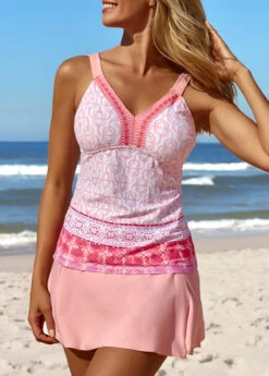 Patchwork Mid Waisted Tribal Print Tankini Set -AquaLina Store 329296 P 16850630143404