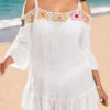 Weave Patchwork Cutout White Cover Up -AquaLina Store 330399 P 16836315875820
