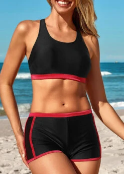 Two Piece Mid Waisted Red Tankini Set -AquaLina Store 330950 P 16872499390175
