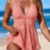 Lace Mid Waisted Pink Swimdress And Panty -AquaLina Store 330970 P 16850064883070