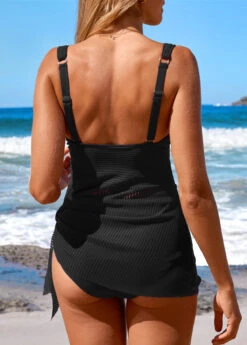 Tie Mid Waisted Black Swimdress Set -AquaLina Store 332695 P 16824235404231